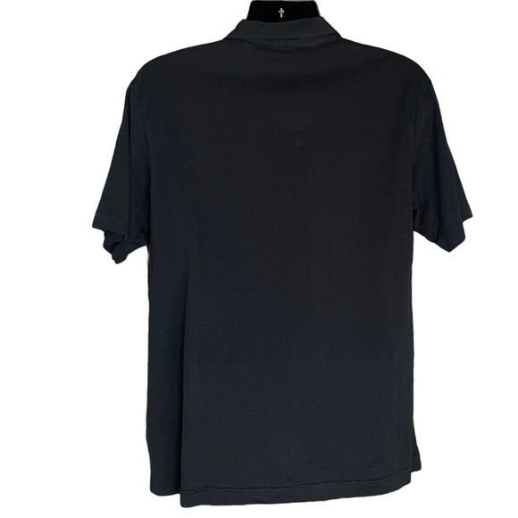 Claiborne Black Knit Short Sleeve Button Down Textured Shirt, size Large - Picture 3 of 7